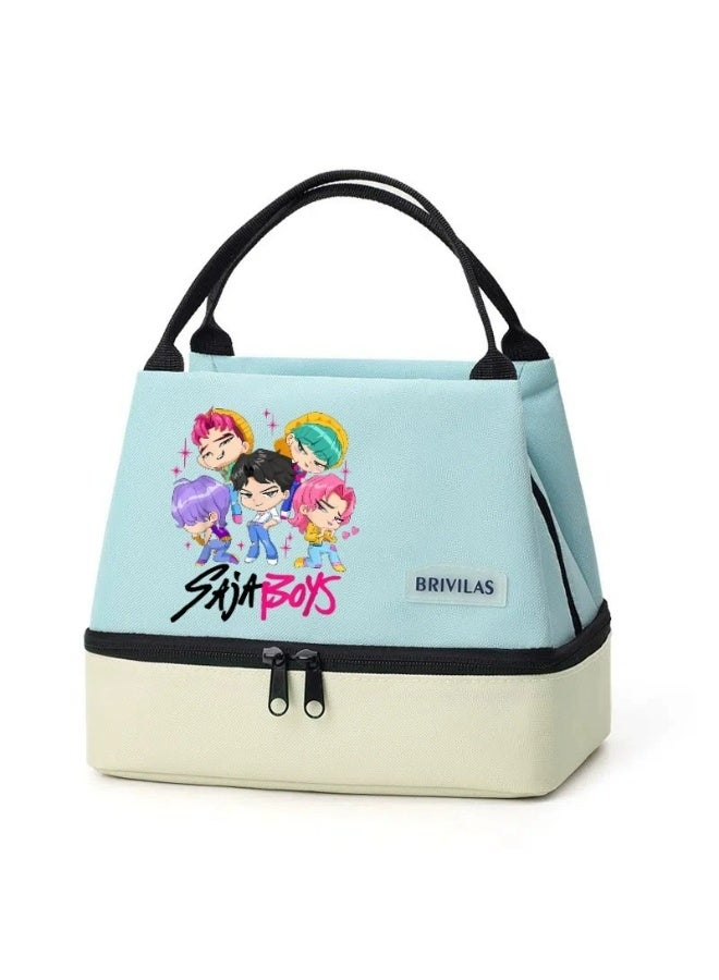 K-POP: XINGNIAO Dopamine Large Capacity Dual-Layer Lunch Bag, Thickened Aluminum Foil Insulated Tote for Office Workers and Picnics